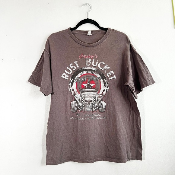Delta Pro Weight Other - Vintage Y2K Grunge‎ Skull T Shirt Men's Large Car Biker Faded Distressed